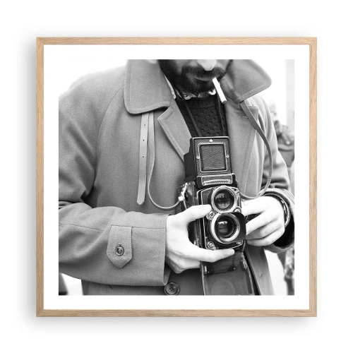 Plakat i ramme af lyst egetræ - I retro stil - 60x60 cm