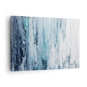Lærredstryk - Billede på lærred - Abstrakte blå og hvide striber, der ligner istapper - 70x50cm - Blå istapper - Moderne vægdekoration til stue og soveværelse ARTTOR