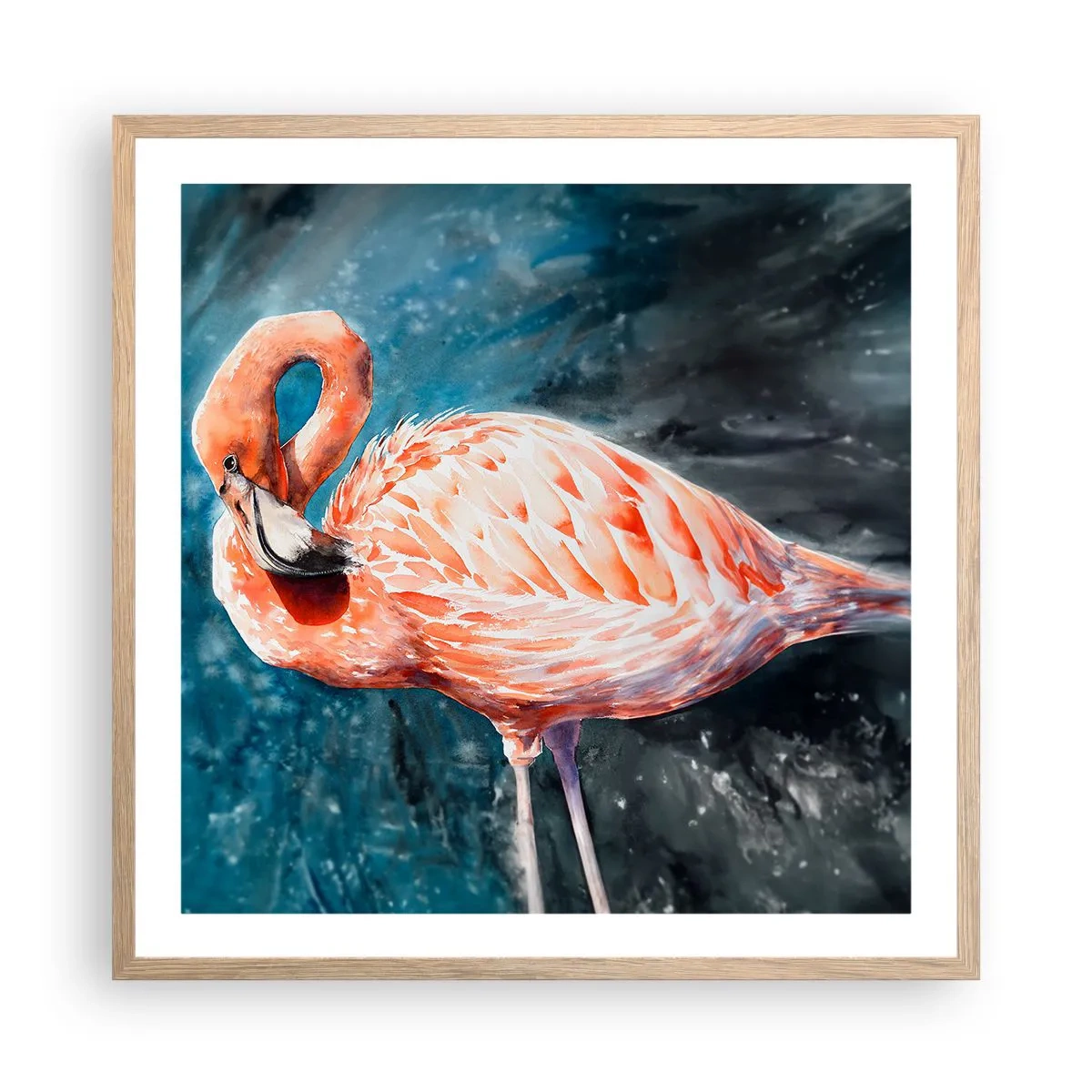 Plakat i ramme af lyst egetræ - Dekorativ af natur - 60x60 cm