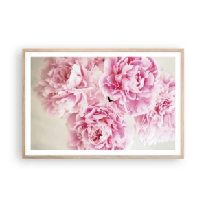 Plakat i ramme af lyst egetræ - I lyserød glamour - 91x61 cm