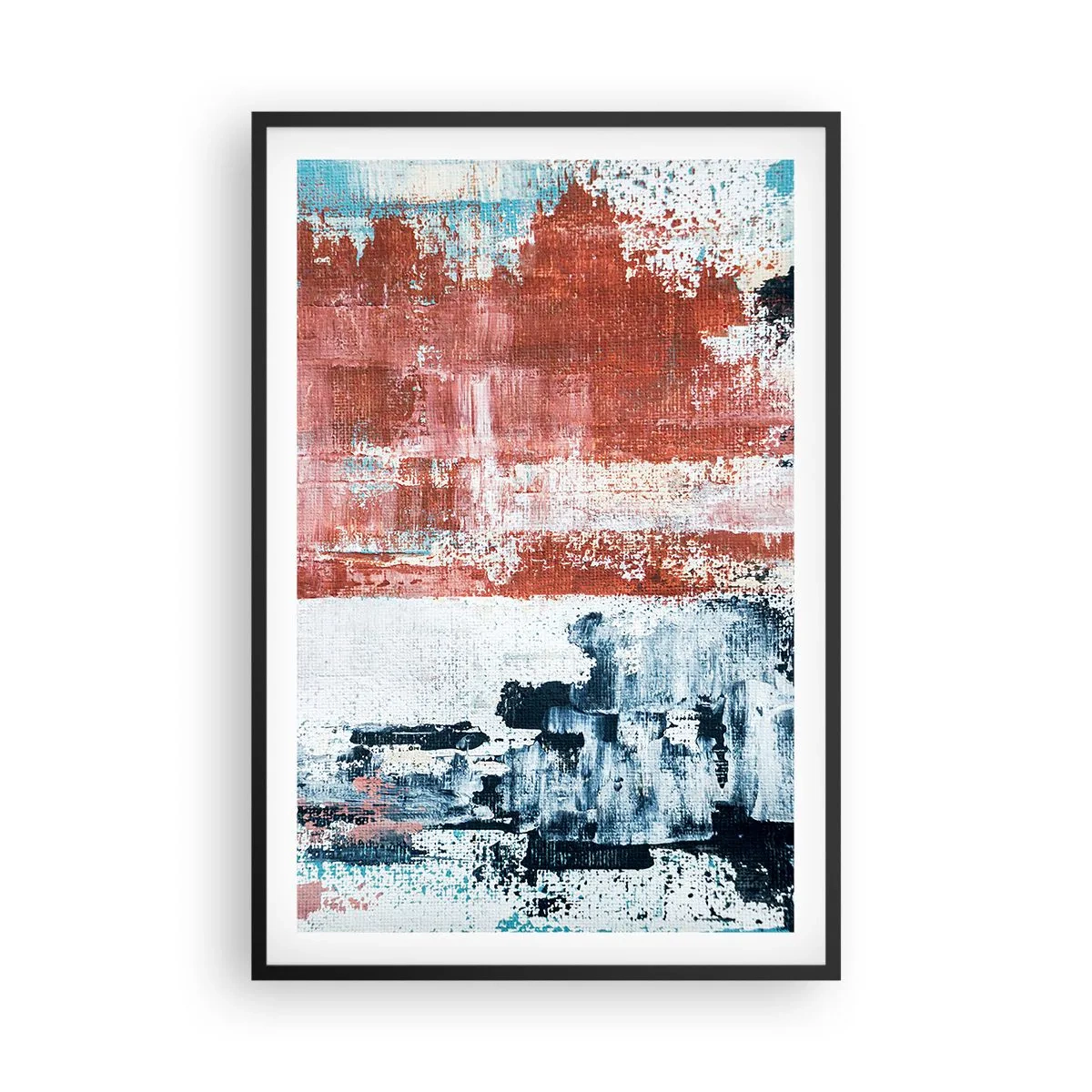 Plakat i sort ramme - Abstrakt halvt og halvt - 61x91 cm