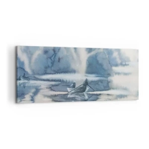 Lærredstryk - Billede på lærred - Lystfiskere i deres paradis - 120x50 cm