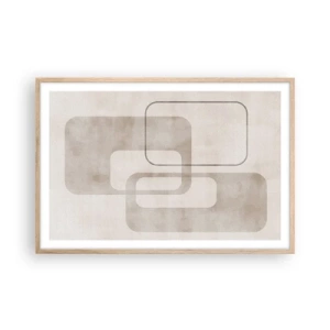 Plakat i ramme af lyst egetræ - Geometrisk fuga - 91x61 cm