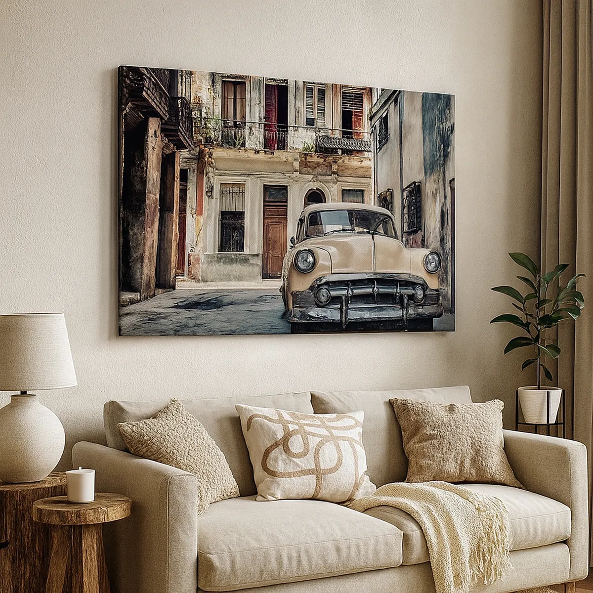 Lærredstryk - Billede på lærred - Siesta i Havana - 30x30 cm