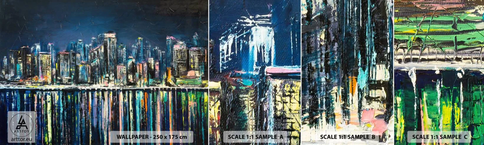 Fototapet Prøve Standard Eco - Kaskade af lys - By, Arkitektur, flod - 100x30 cm