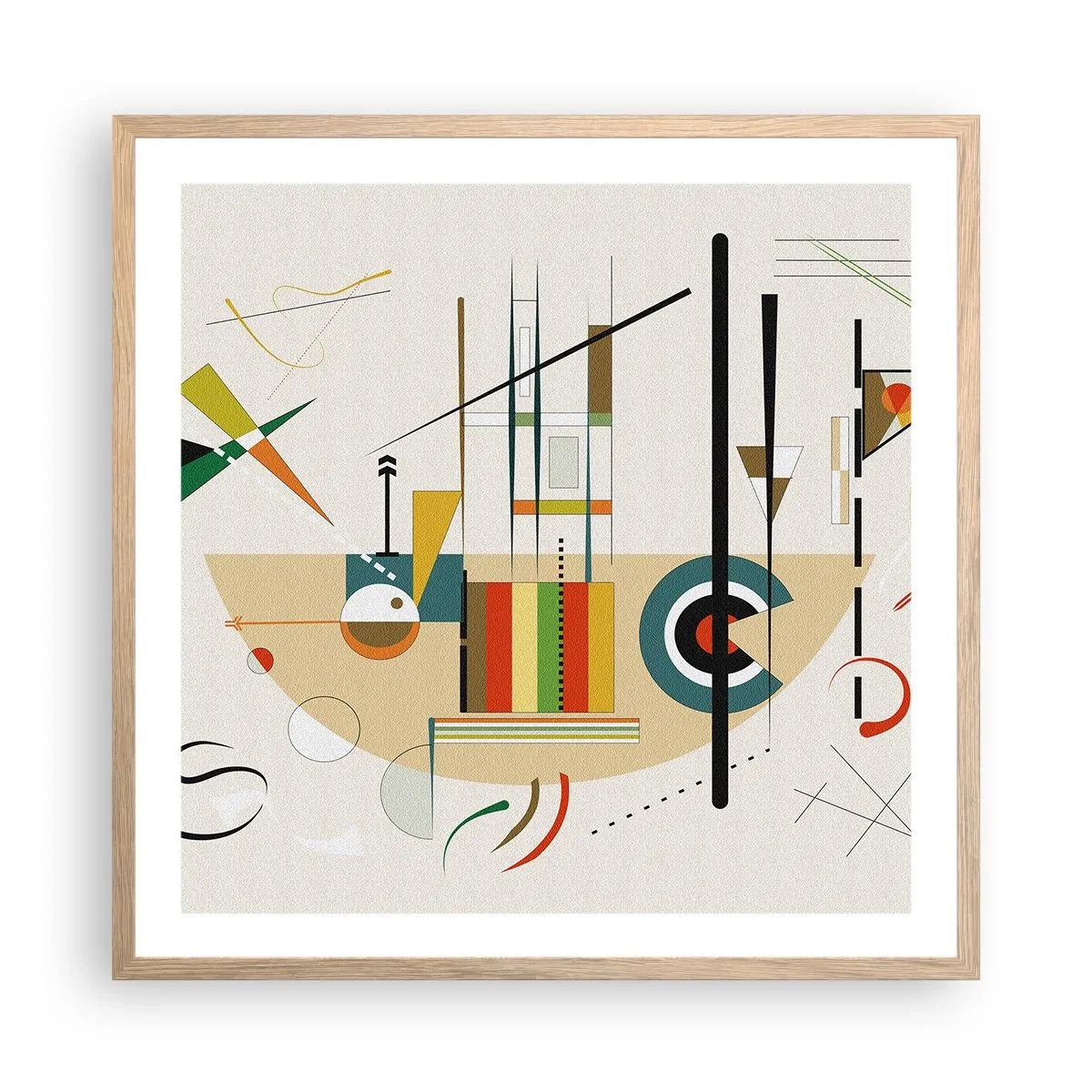 Plakat i ramme af lyst egetræ - Og verden griner - 60x60 cm