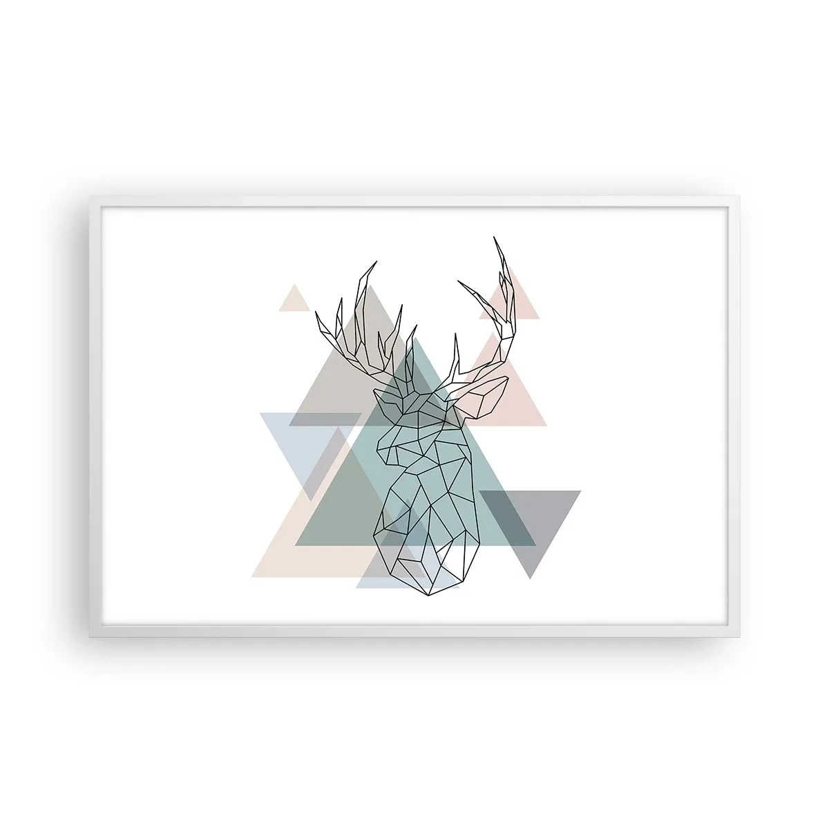 Plakat i hvid ramme - I en geometrisk skov - 91x61 cm