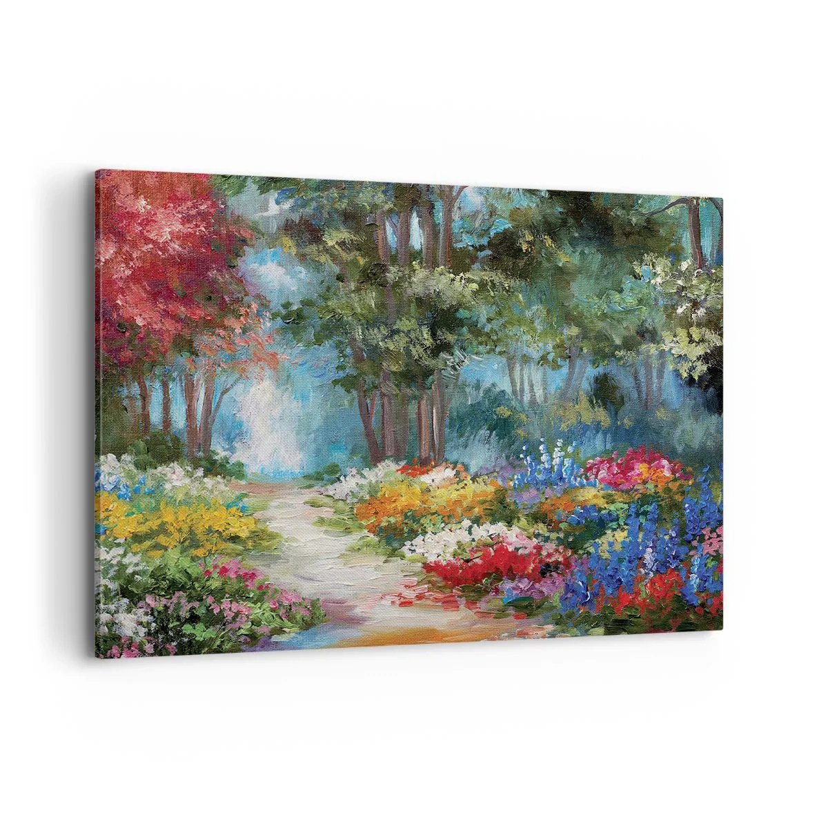 Lærredstryk - Billede på lærred - Skovhave, blomsterskov - 100x70 cm