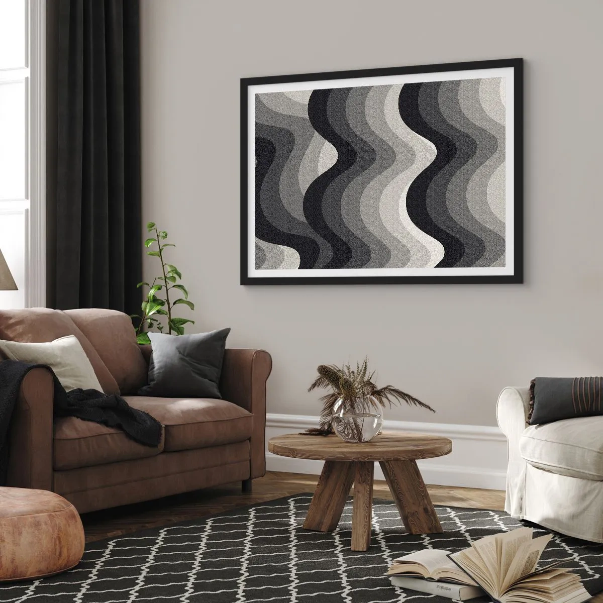 Plakat i sort ramme - Bølge efter bølge - 70x50 cm