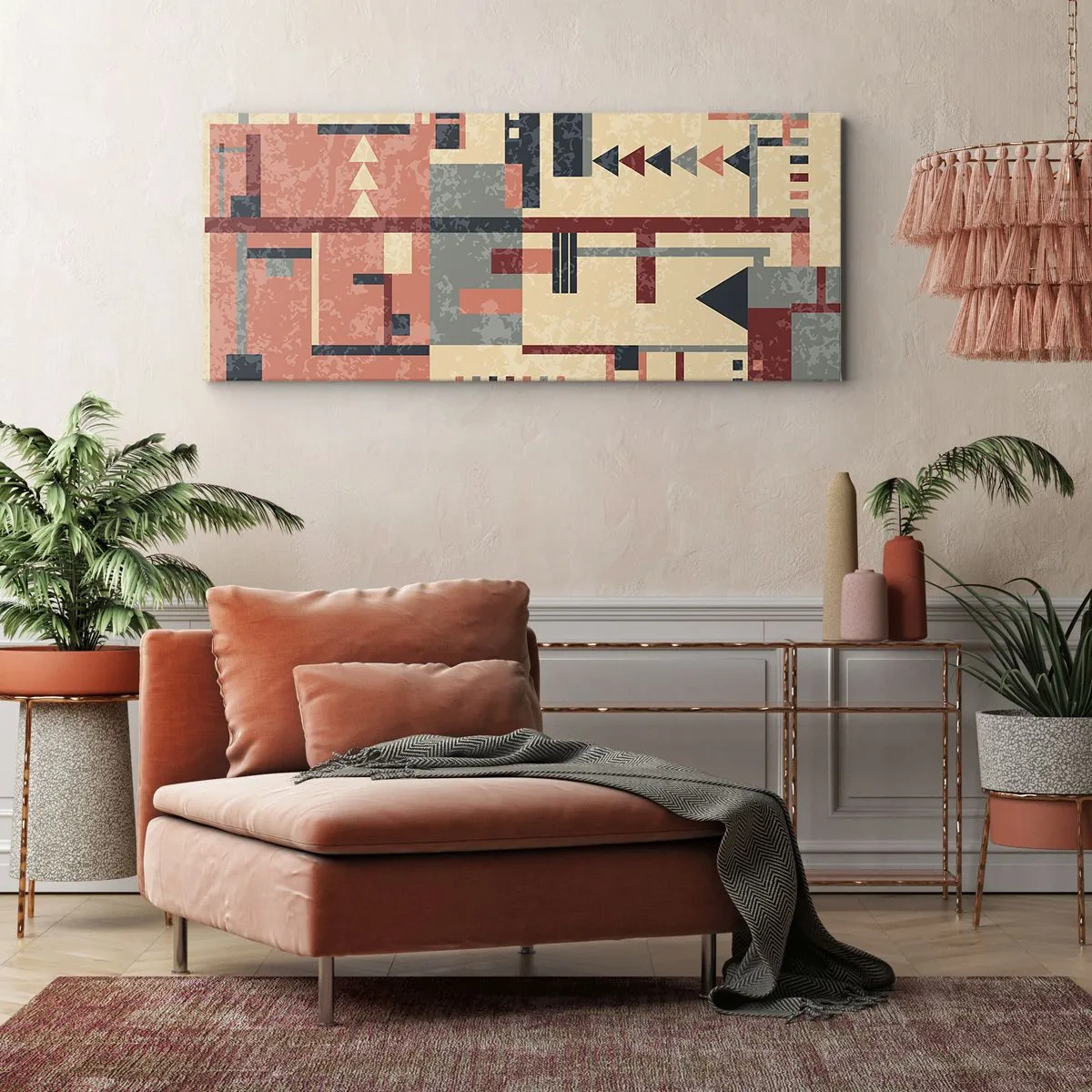 Lærredstryk - Billede på lærred - Kombination af vertikaler og niveauer - 160x50 cm