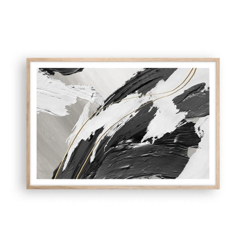 Plakat i ramme af lyst egetræ - Abstraktion med flair - 91x61 cm