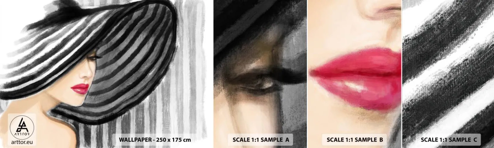 Prøve Fototapet Selvklæbende Deluxe Sticker - Hvor kan jeg finde dig? - Kvinde, Kvindens ansigt, Portræt af en kvinde - 100x30 cm