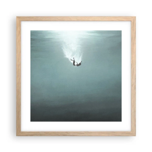 Plakat i ramme af lyst egetræ - I havets favntag - 40x40 cm