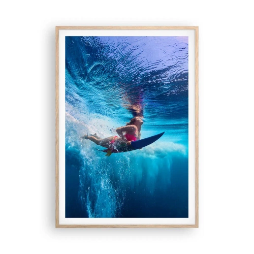 Plakat i ramme af lyst egetræ - Dybden af glæde - 70x100 cm