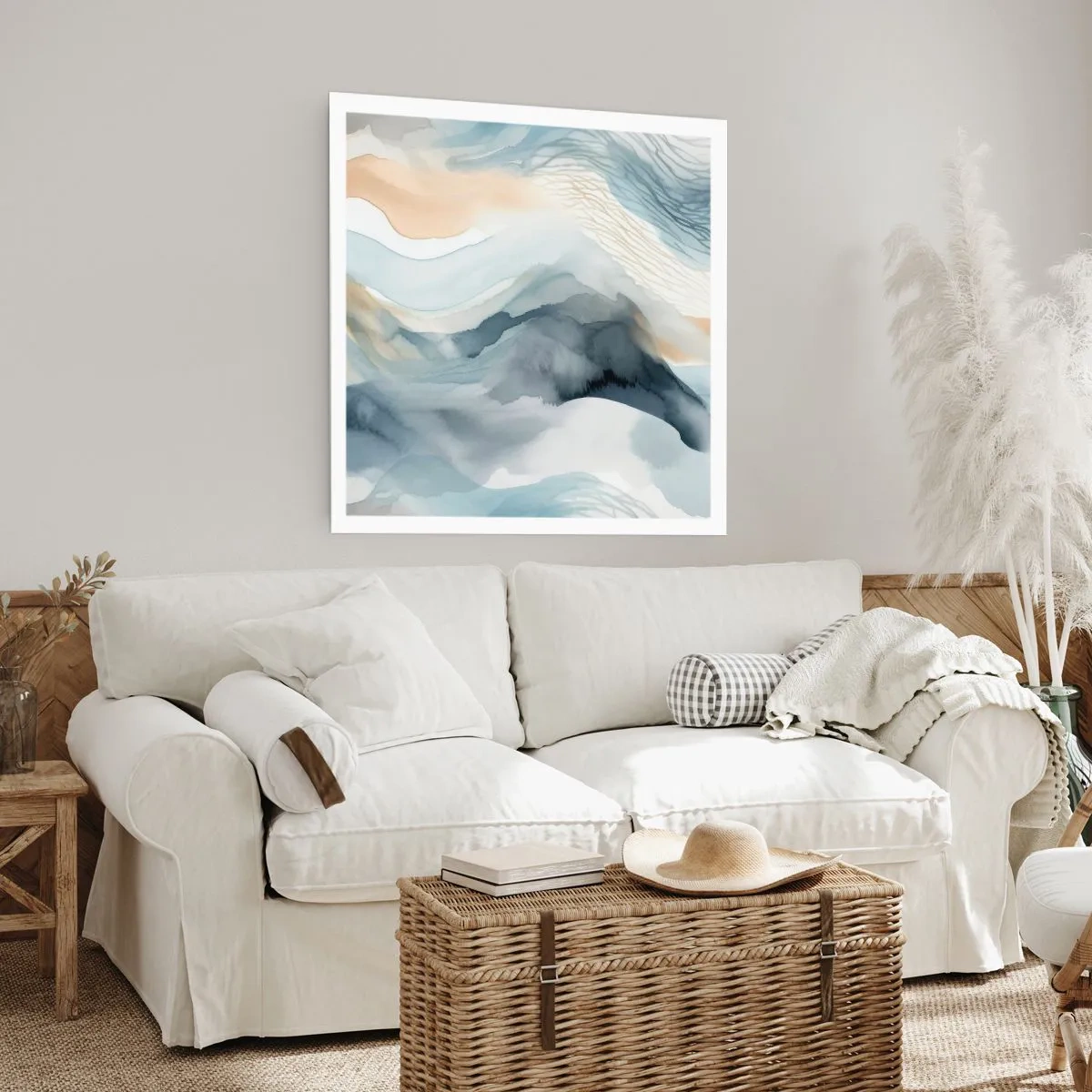 Plakat - Abstraktion af sne og tåge - 40x40 cm