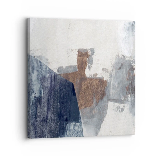 Lærredstryk - Billede på lærred - Blåbrune former - 30x30 cm