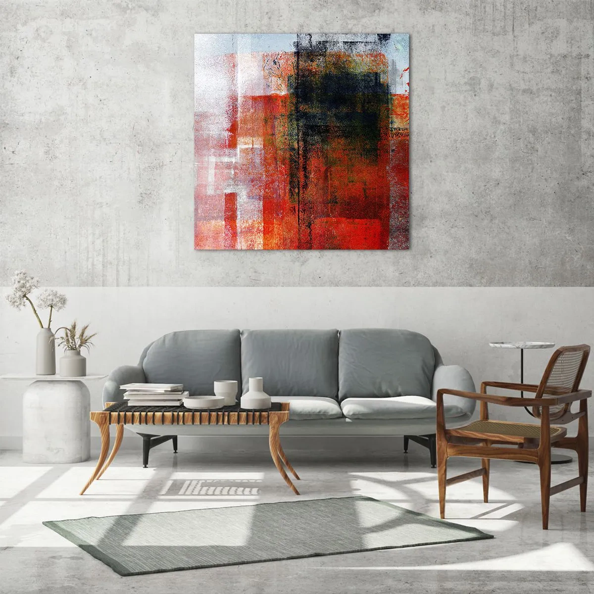 Billede på glas - Glødende komposition - 70x70 cm