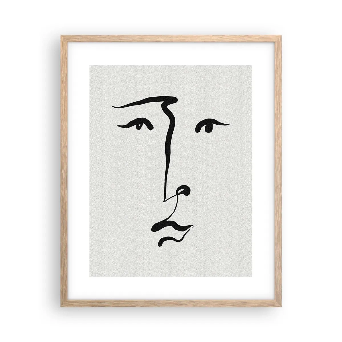 Plakat i ramme af lyst egetræ - Portræt i én linje - 40x50 cm