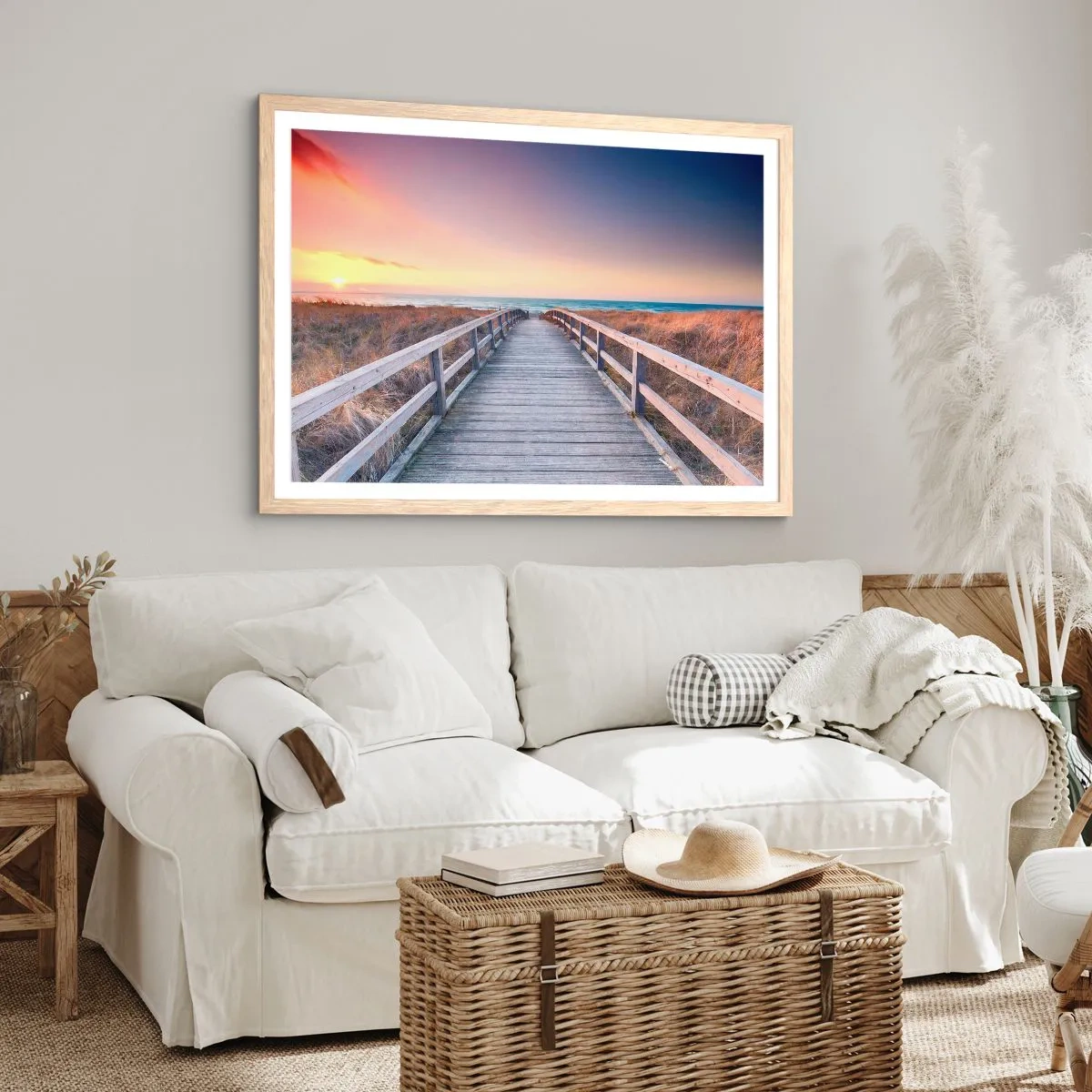 Plakat i ramme af lyst egetræ - Baltisk aften aura - 50x40 cm