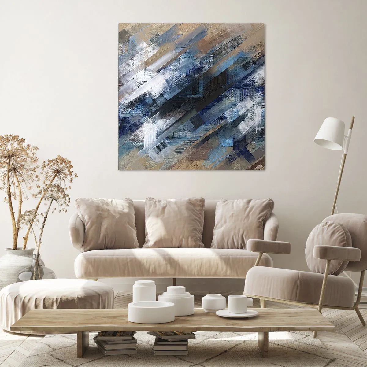 Lærredstryk - Billede på lærred - På en blå skråning - 60x60 cm