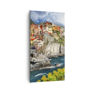 Lærredstryk - Billede på lærred - En klynge klæber sig til klipperne - 65x120 cm