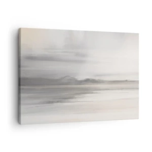 Lærredstryk - Billede på lærred - Et diskret landskab i grå og beige nuancer - 70x50cm - En tankevækkende afstand - Moderne vægdekoration til stue og soveværelse ARTTOR