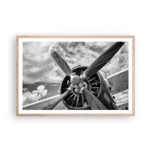 Plakat i ramme af lyst egetræ - Himmelens erobrer - 91x61 cm