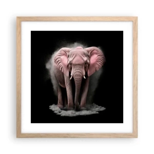Plakat i ramme af lyst egetræ - Tænk ikke på en lyserød elefant! - 40x40 cm