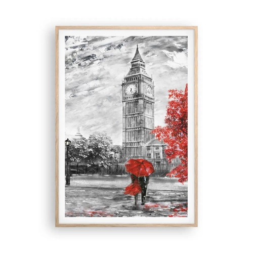 Plakat i ramme af lyst egetræ - En spændende dag - 70x100 cm