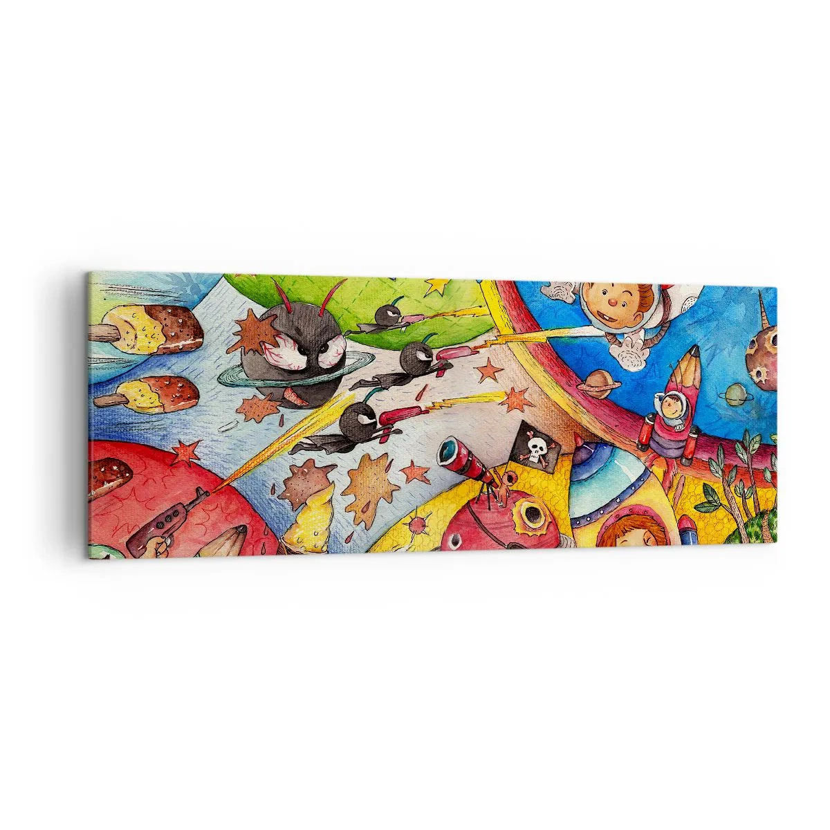 Lærredstryk - Billede på lærred - Et storslået rumeventyr - 140x50 cm