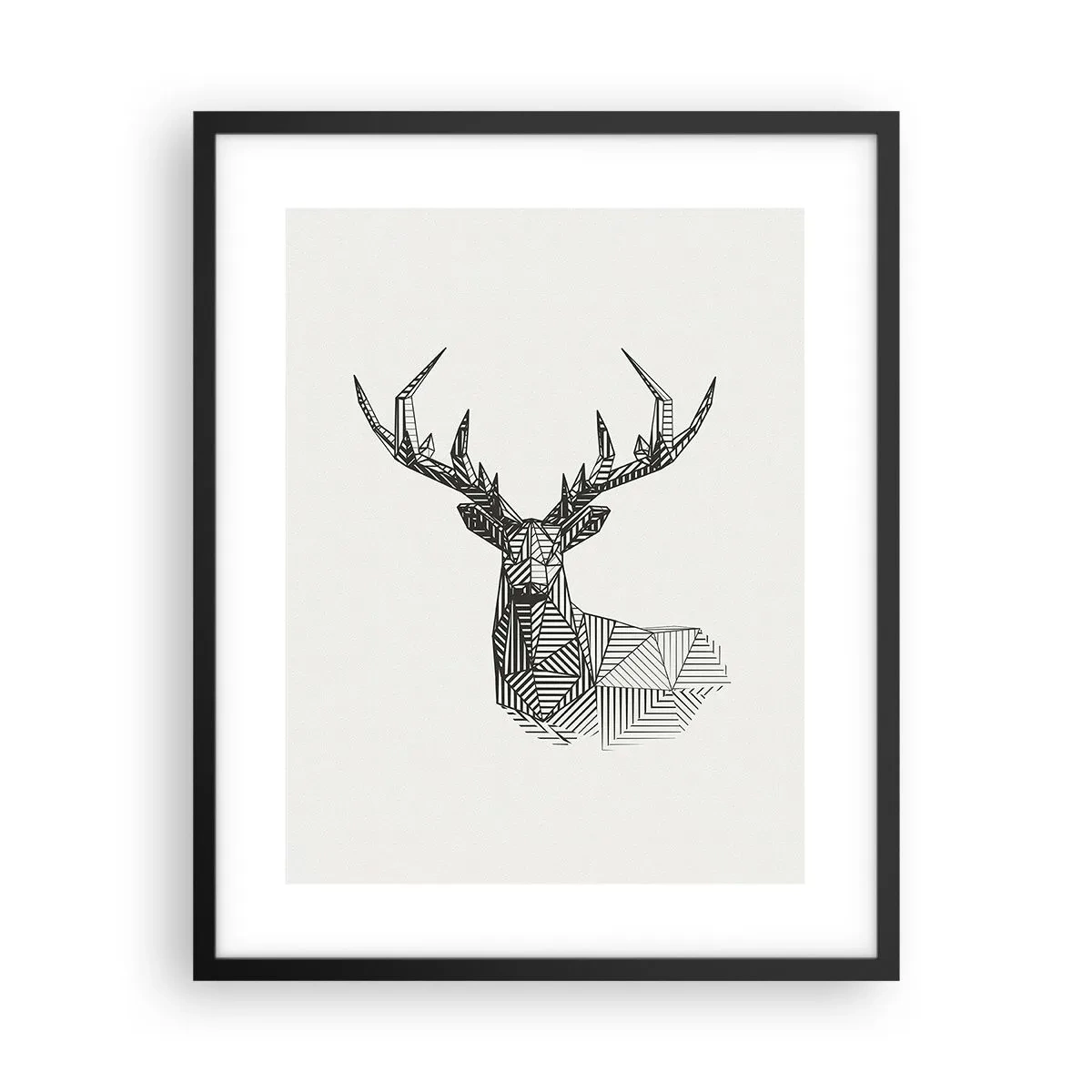 Plakat i sort ramme - Hjorte i kubistisk stil - 40x50 cm