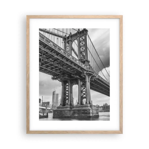 Plakat i ramme af lyst egetræ - Til byens hjerte - 40x50 cm