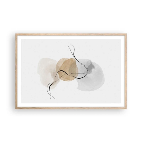 Plakat i ramme af lyst egetræ - Perler i luften - 91x61 cm