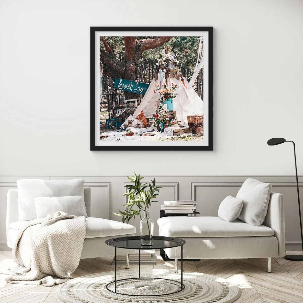 Plakat i sort ramme - Make love… - 40x40 cm