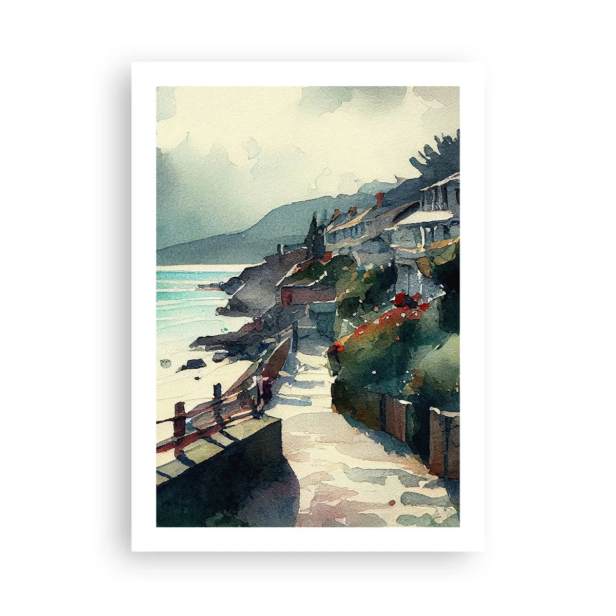 Plakat - Middelhavsby - 50x70 cm