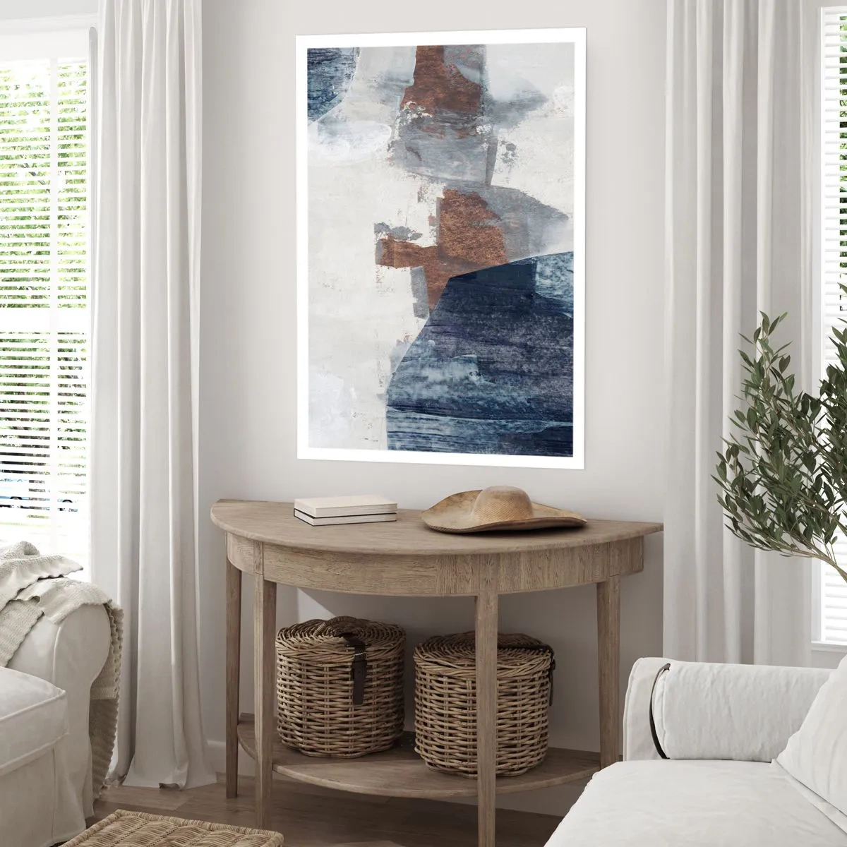 Plakat - Blåbrune former - 30x40 cm