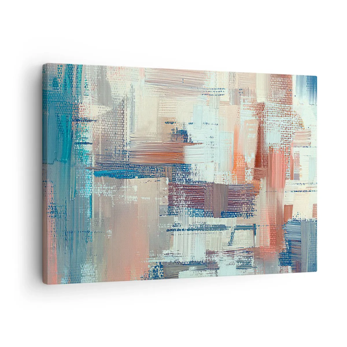 Lærredstryk - Billede på lærred - Abstrakt komposition i blå og beige nuancer - 70x50cm - At nå lyset - Moderne vægdekoration til stue og soveværelse ARTTOR
