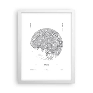 Plakat i hvid ramme - Anatomi af Oslo - 30x40 cm
