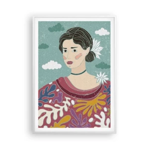 Plakat i hvid ramme - Med melankoli i dit blik - 70x100 cm