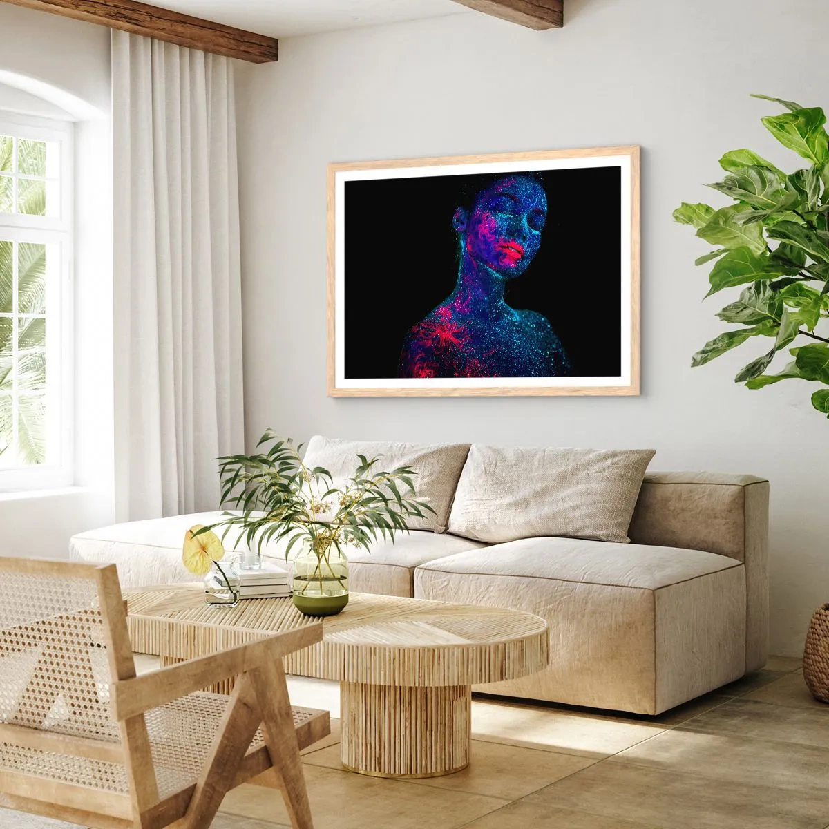 Plakat i ramme af lyst egetræ - I stjernestøv - 91x61 cm