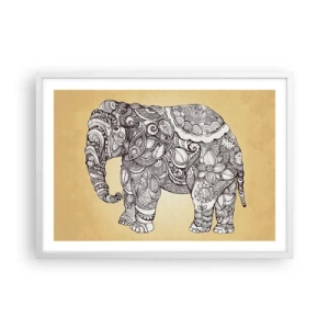 Plakat i hvid ramme - Elefanten er blevet blind - 70x50 cm