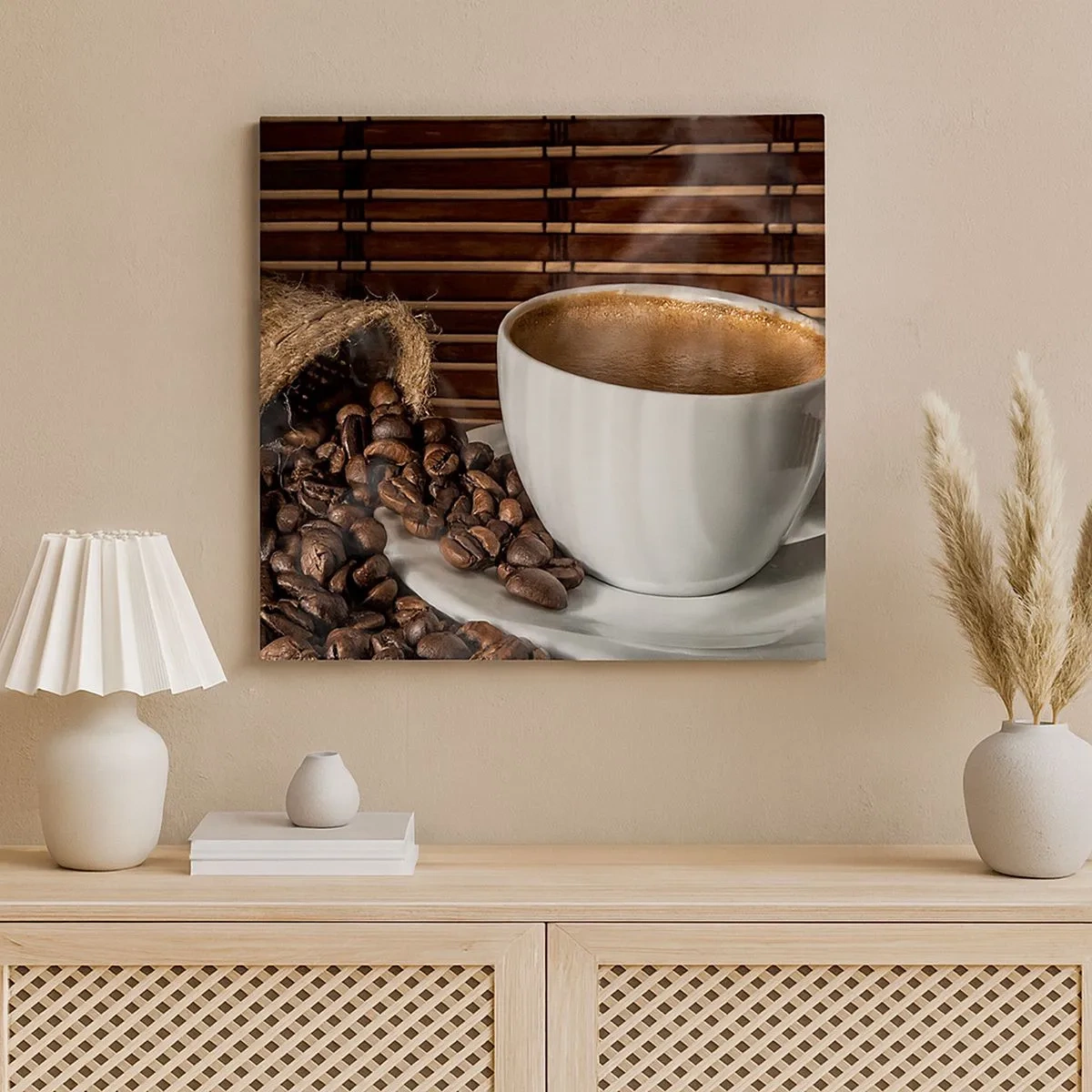 Lærredstryk - Billede på lærred - Kulets sorthed, ravets gennemsigtighed - 30x30 cm