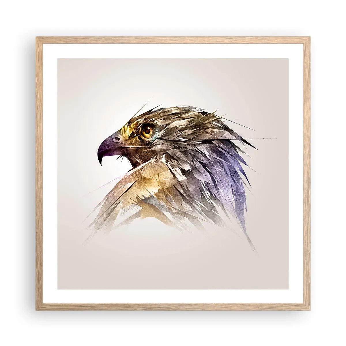 Plakat i ramme af lyst egetræ - Portræt af en kriger - 60x60 cm