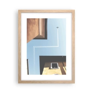 Plakat i ramme af lyst egetræ - Over den urbane labyrint - 30x40 cm