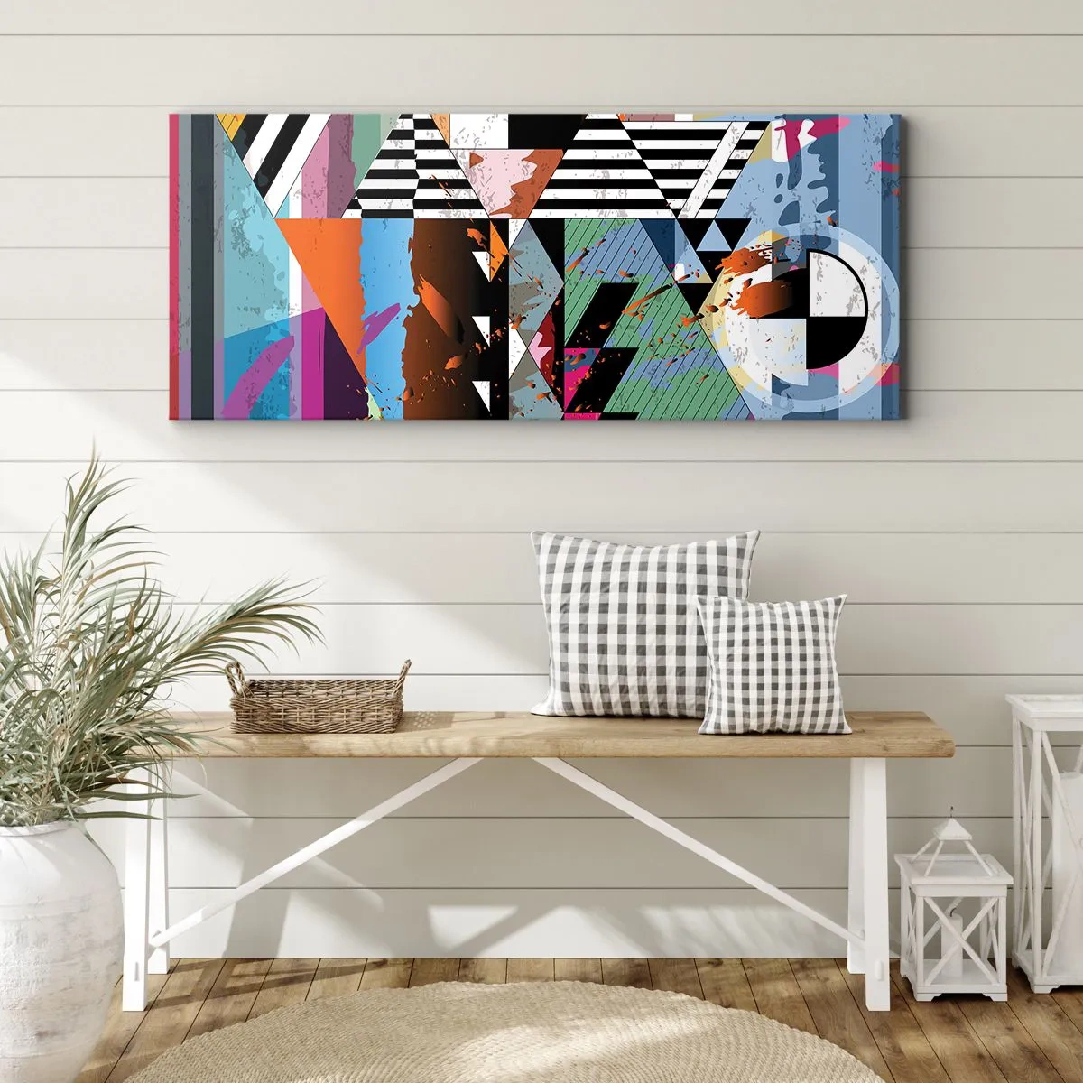 Lærredstryk - Billede på lærred - Geometrisk og organisk - 100x40 cm