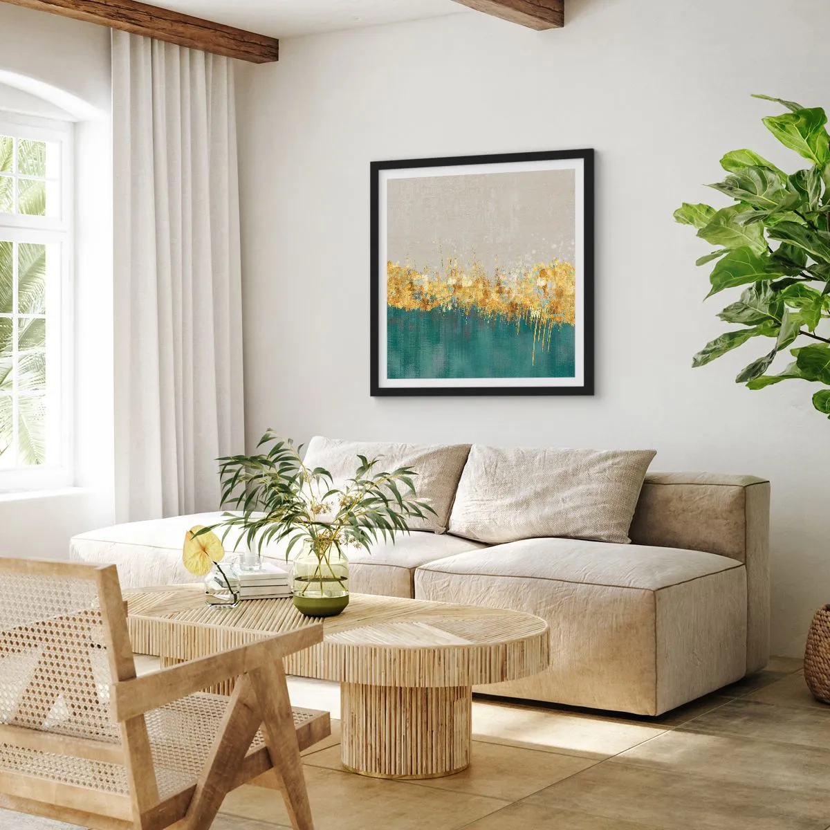 Plakat i sort ramme - Den gyldne grænse - 60x60 cm