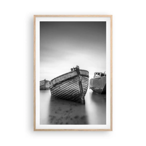 Plakat i ramme af lyst egetræ - Nu er det bare minder... - 61x91 cm