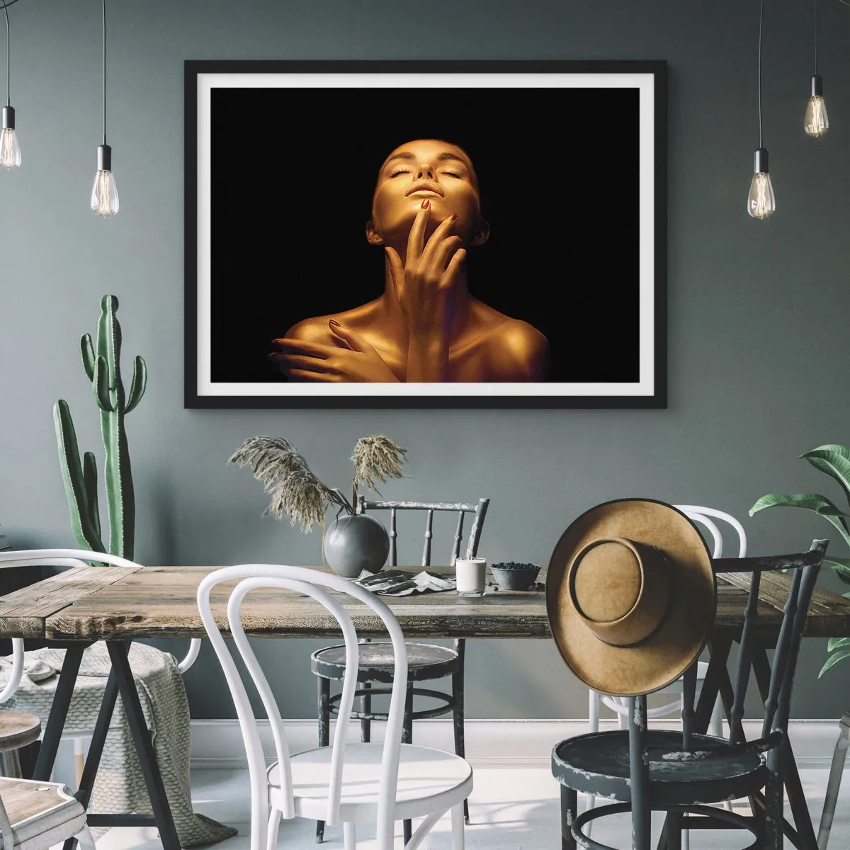 Plakat i sort ramme - Som gylden silke - 50x40 cm