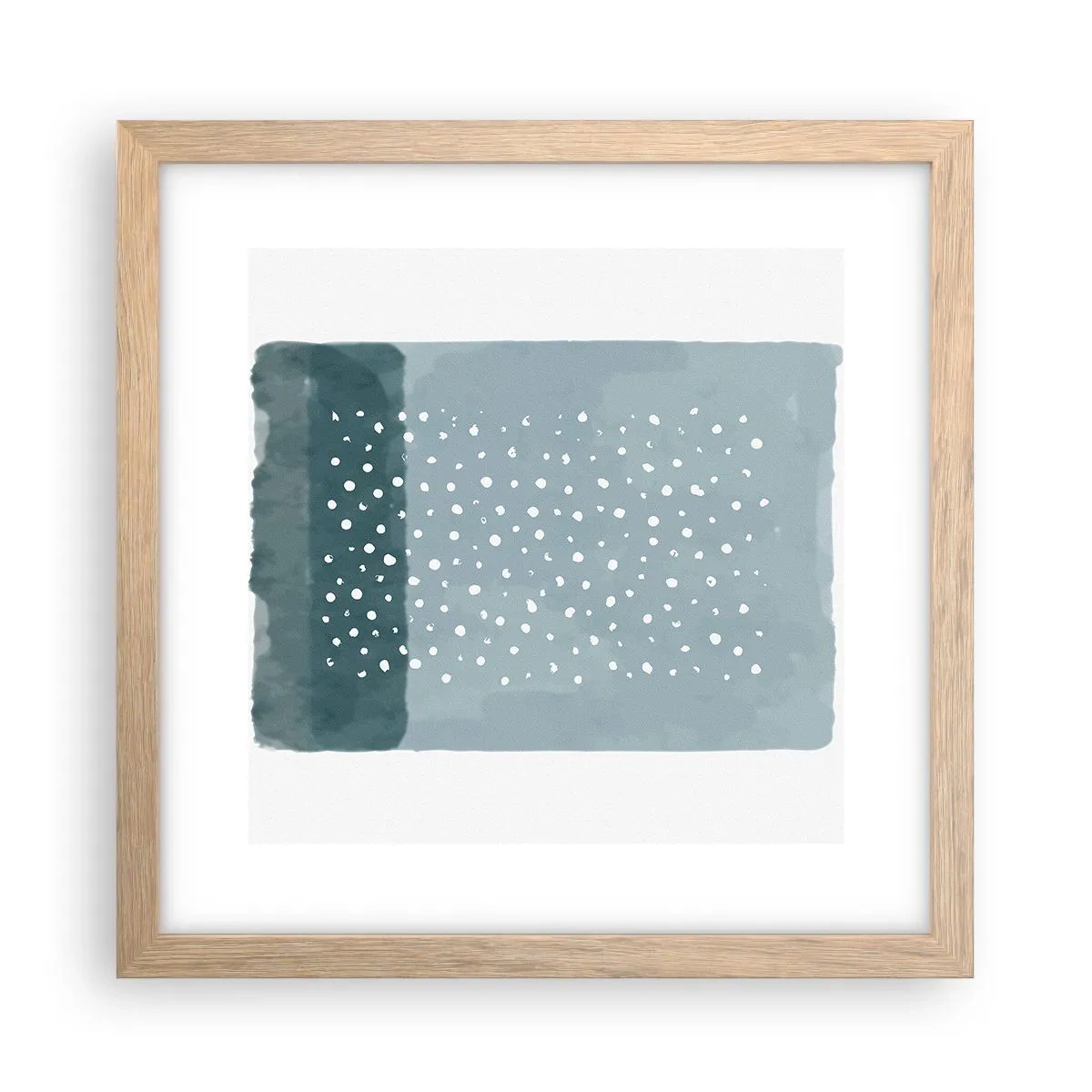 Plakat i ramme af lyst egetræ - Dyrket i blåt - 30x30 cm