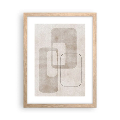 Plakat i ramme af lyst egetræ - Geometrisk fuga - 30x40 cm